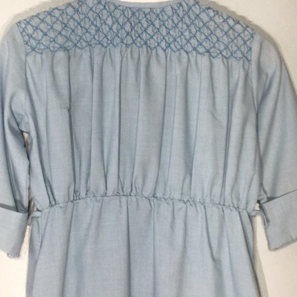 Vintage Polly Flinders Hand Smocked Button Front Blue Dress Girls 12 (Women's L) - Picture 12 of 15